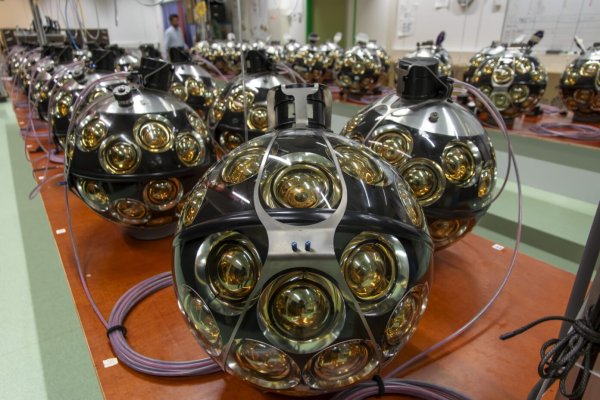 Een detectorbol van het KM3NeT meetinstrument