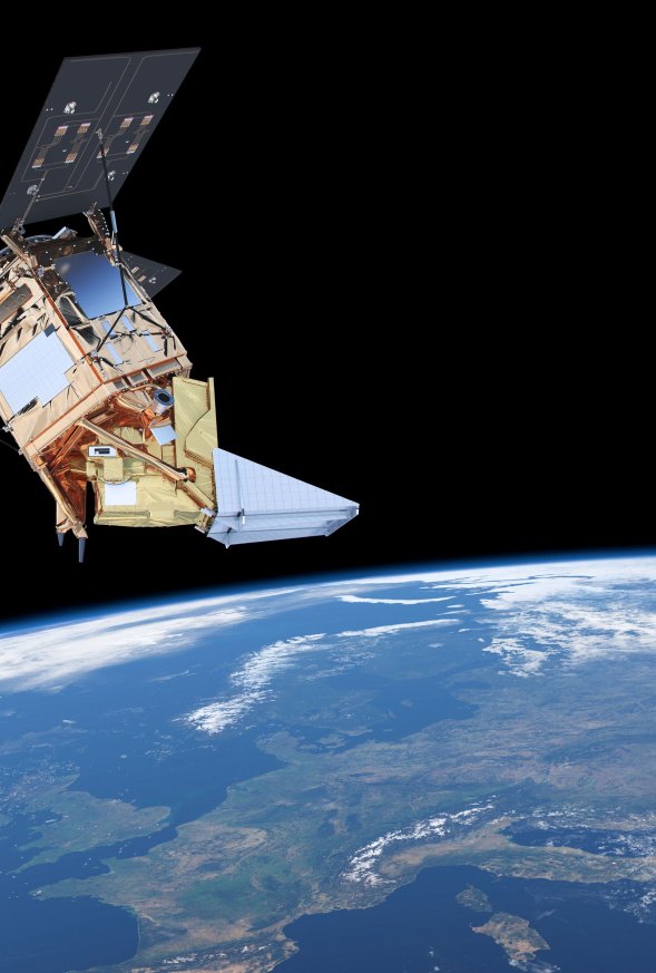 Satelliet vliegt rond de aarde