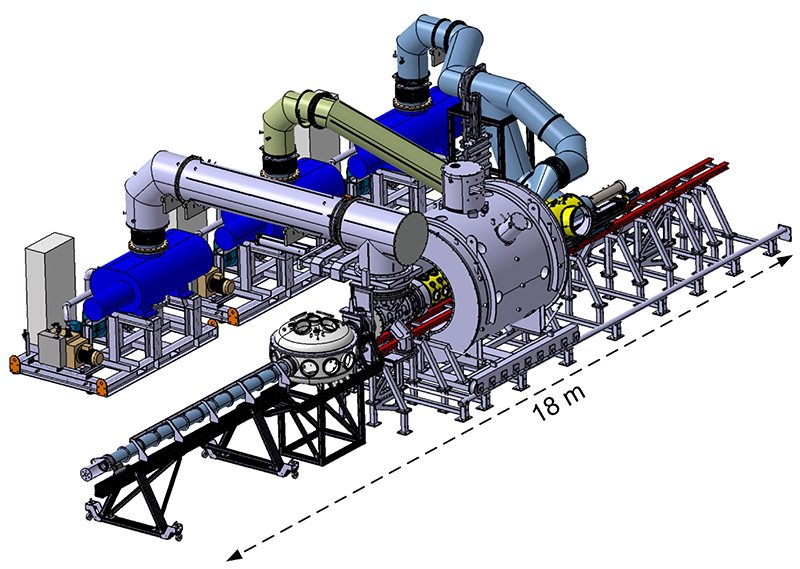 Een 3D-illustratie van een Magnum-PSI testopstelling