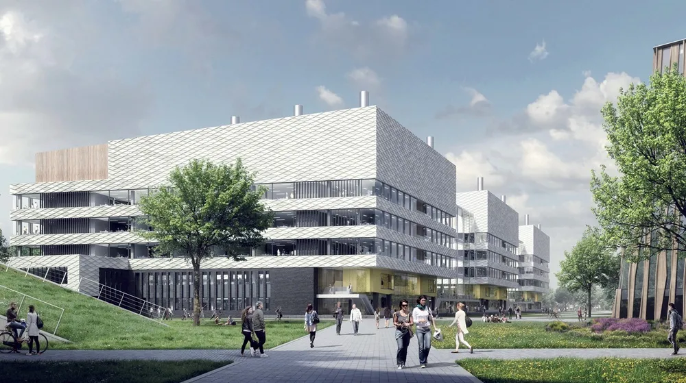 Gebouw van SRON in Groningen, een impressie van hoe het gaat worden